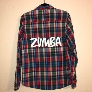 ZUMBA multi color plaid button down shirt
